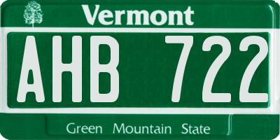 VT license plate AHB722