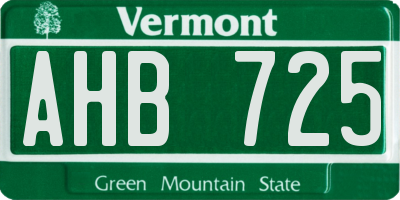 VT license plate AHB725
