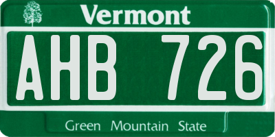 VT license plate AHB726