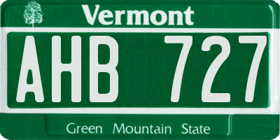 VT license plate AHB727