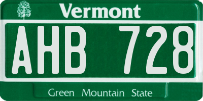 VT license plate AHB728