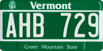 VT license plate AHB729