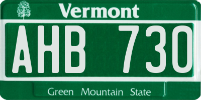VT license plate AHB730