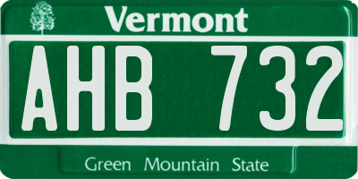 VT license plate AHB732
