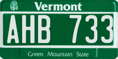 VT license plate AHB733