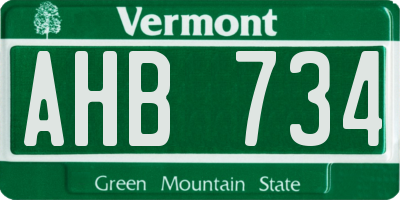 VT license plate AHB734