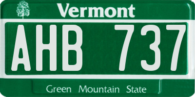 VT license plate AHB737