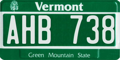 VT license plate AHB738