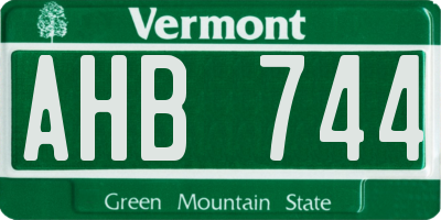 VT license plate AHB744