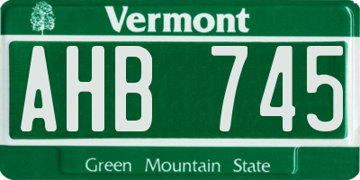 VT license plate AHB745
