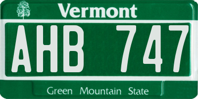 VT license plate AHB747