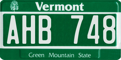 VT license plate AHB748