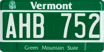 VT license plate AHB752