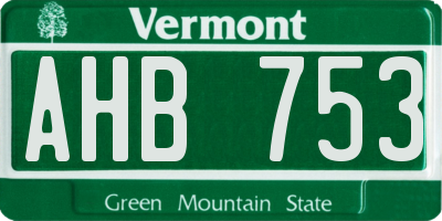 VT license plate AHB753