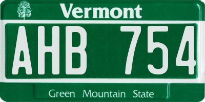 VT license plate AHB754