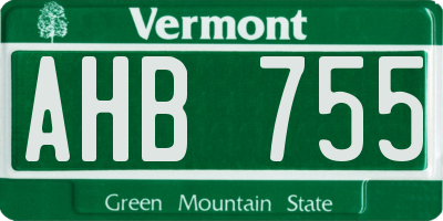 VT license plate AHB755