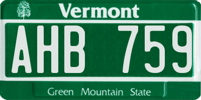 VT license plate AHB759