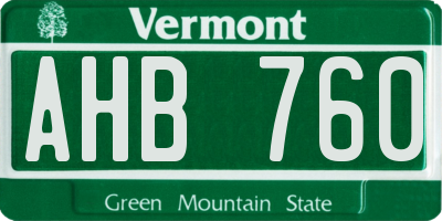 VT license plate AHB760