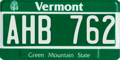 VT license plate AHB762