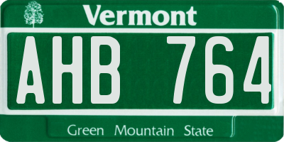 VT license plate AHB764