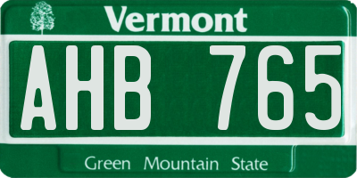 VT license plate AHB765