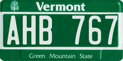 VT license plate AHB767