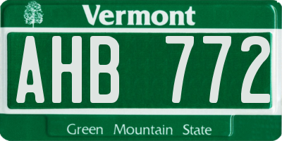 VT license plate AHB772