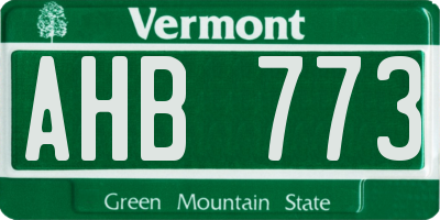 VT license plate AHB773