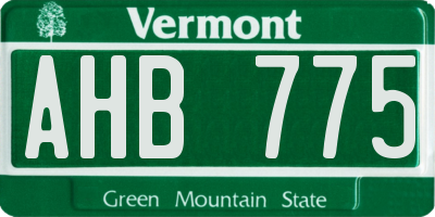 VT license plate AHB775