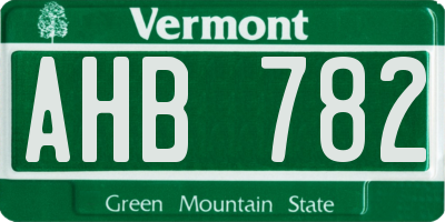 VT license plate AHB782