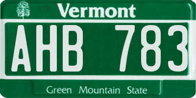 VT license plate AHB783