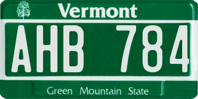VT license plate AHB784