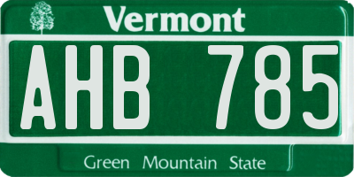 VT license plate AHB785