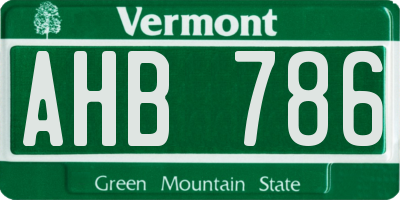 VT license plate AHB786