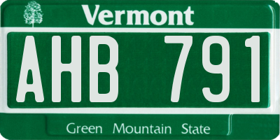 VT license plate AHB791