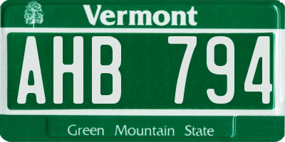 VT license plate AHB794