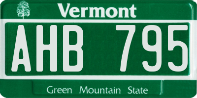 VT license plate AHB795