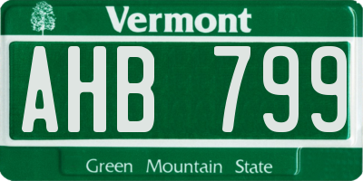 VT license plate AHB799