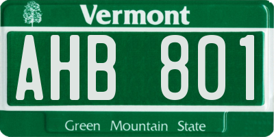 VT license plate AHB801