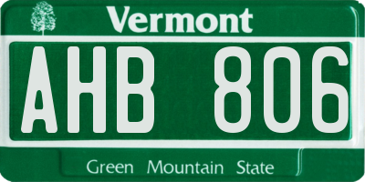 VT license plate AHB806