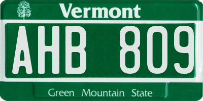 VT license plate AHB809