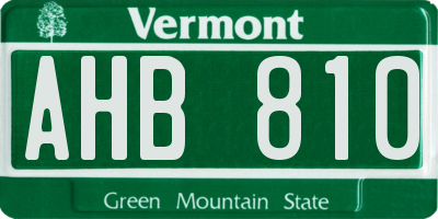 VT license plate AHB810
