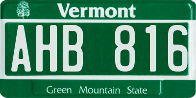 VT license plate AHB816
