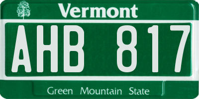 VT license plate AHB817