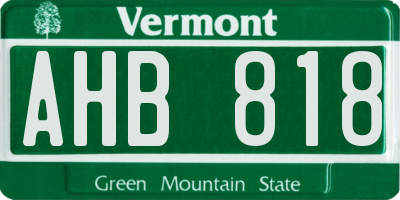 VT license plate AHB818