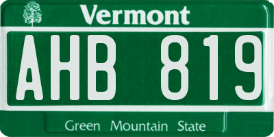 VT license plate AHB819