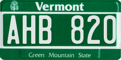 VT license plate AHB820