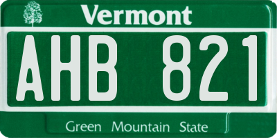 VT license plate AHB821
