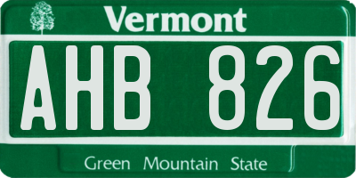 VT license plate AHB826