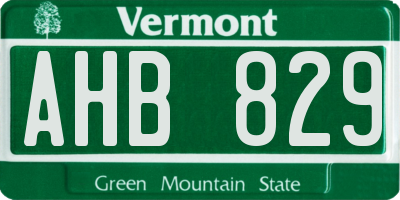 VT license plate AHB829
